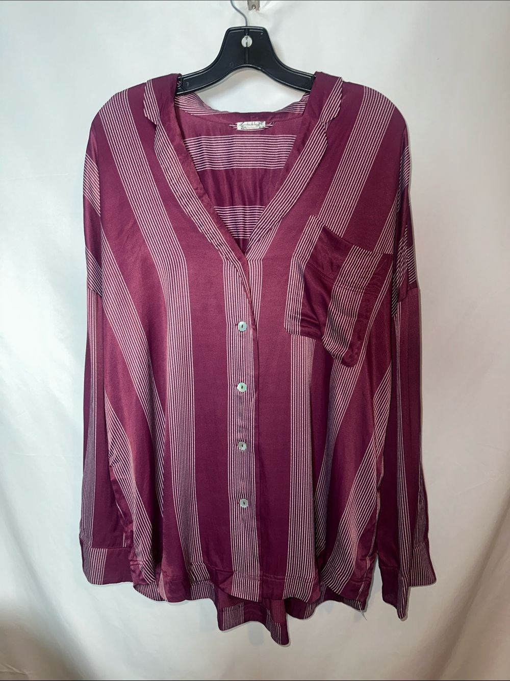 Intimately by free people Women's Striped Button-Front Shirt in Burgundy